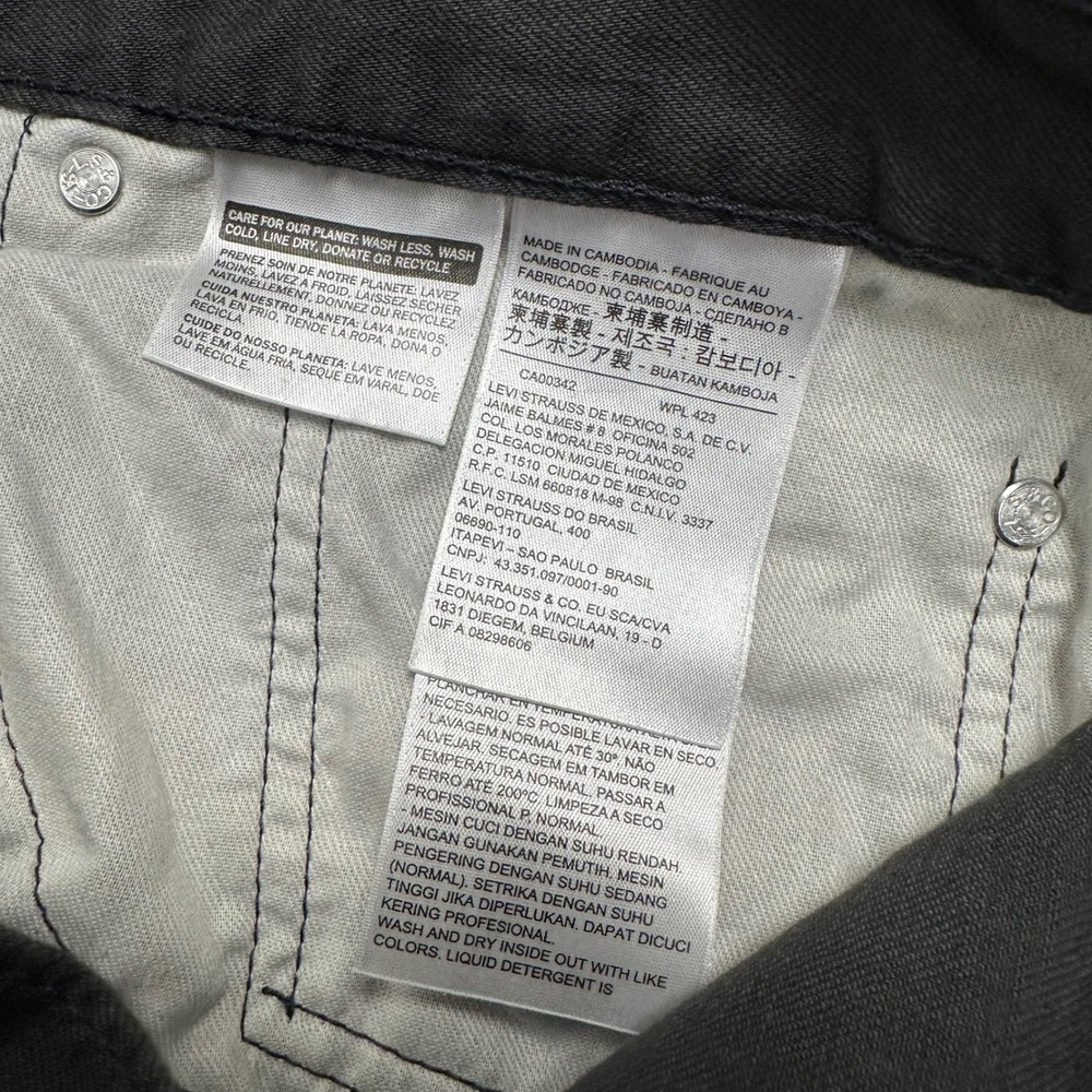 Levis 505 Regular Fit Black Twill Pants Mens 38x34 Straight Leg Cotton Trousers - Picture 9 of 11